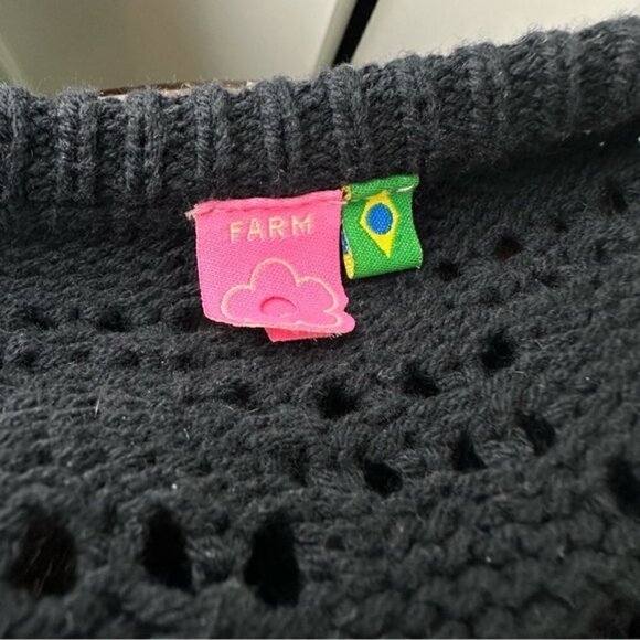 FARM Knit Crochet Cold Shoulder Long Sleeve Sweater Size small/P - Picture 6 of 7